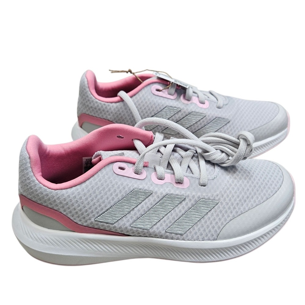 Adidas Runfalcon 3.0 K Running Shoes Kids Size 3 Grey Pink Cloudfoam Sneakers